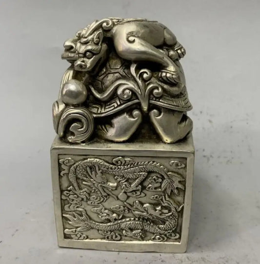 China White copper dragon turtle seal crafts statue