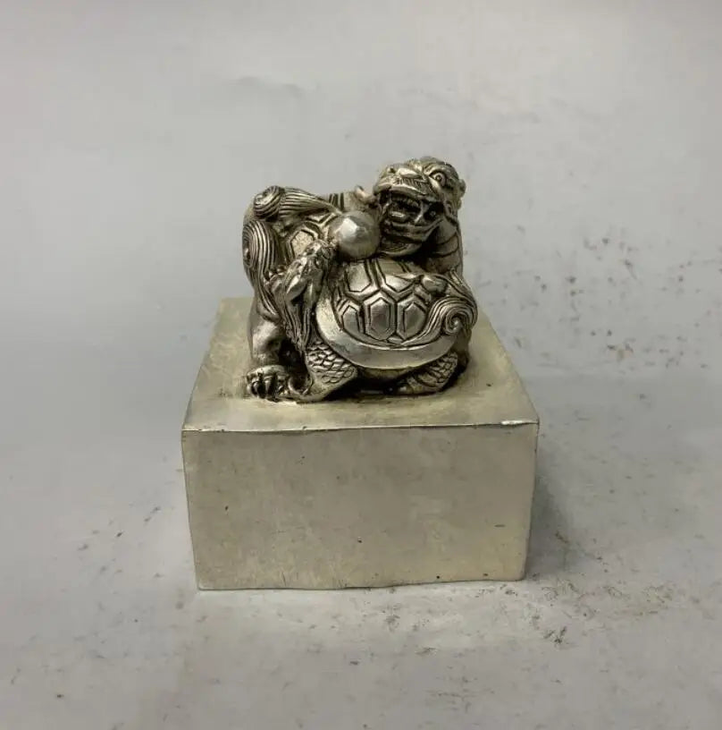 China White copper dragon turtle seal crafts statue
