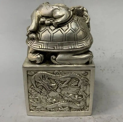 China White copper dragon turtle seal crafts statue