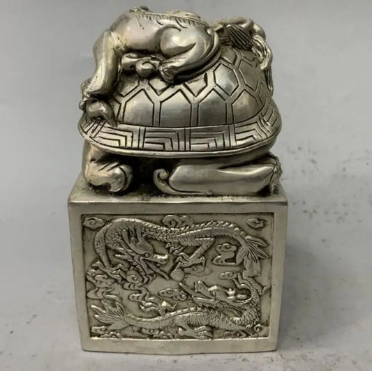China White copper dragon turtle seal crafts statue