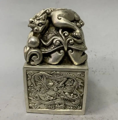 China White copper dragon turtle seal crafts statue