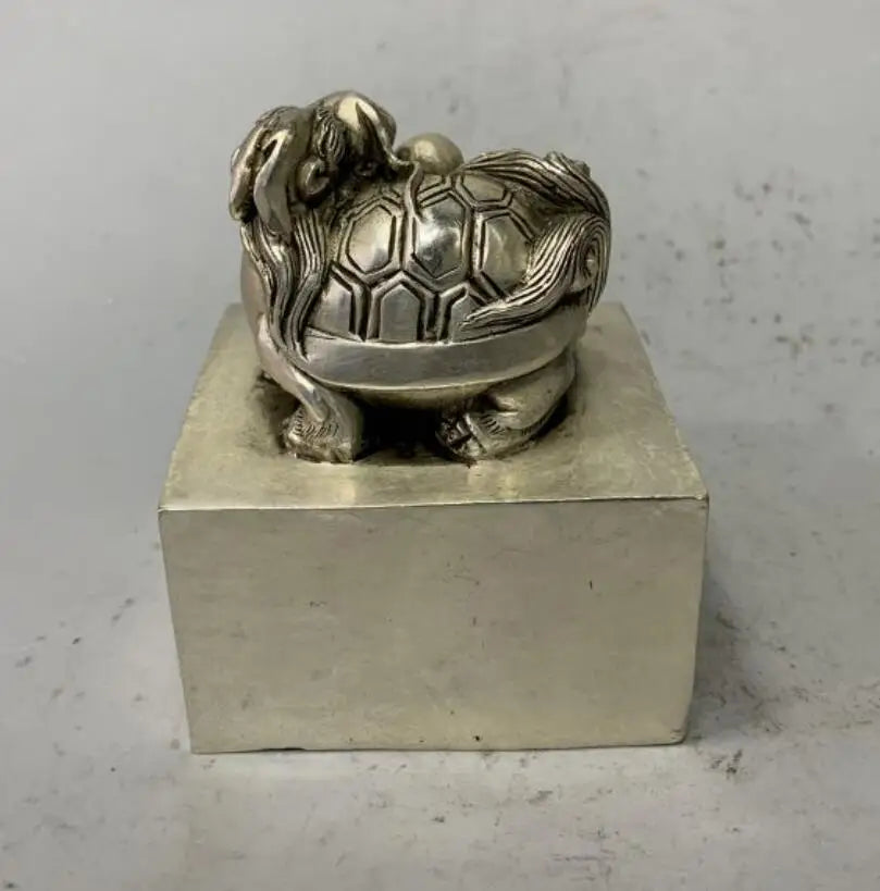 China White copper dragon turtle seal crafts statue