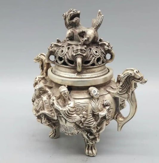 China White copper eight immortals Incense burner crafts statue