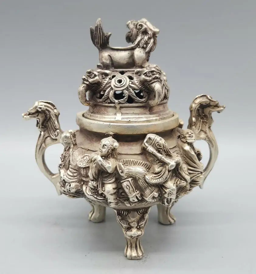 China White copper eight immortals Incense burner crafts statue