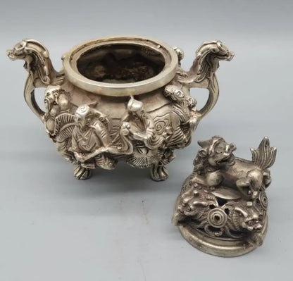China White copper eight immortals Incense burner crafts statue