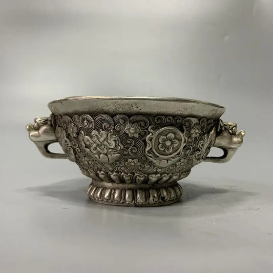 China White copper eight treasures Tibetan bowl crafts statue