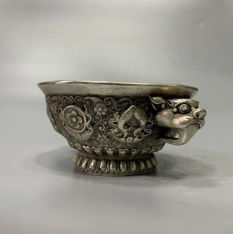 China White copper eight treasures Tibetan bowl crafts statue