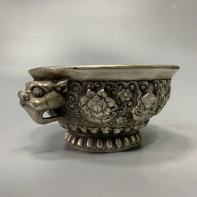China White copper eight treasures Tibetan bowl crafts statue