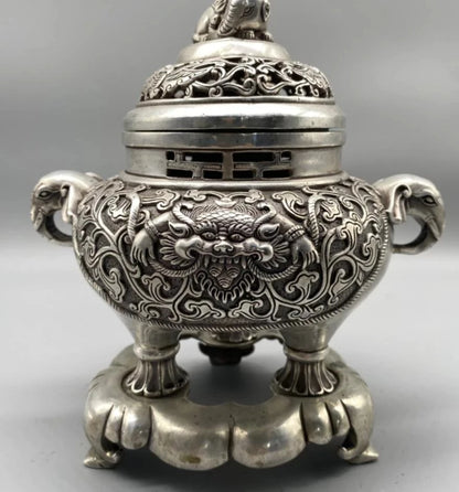 China White copper elephant Incense burner crafts statue