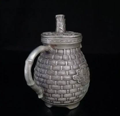 China White copper  fish basket shape teapot crafts statue