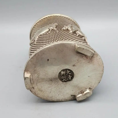 China White copper five cow Pen holder crafts statue