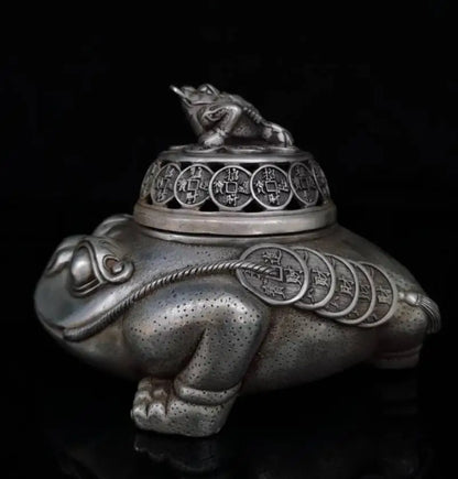 China White copper gold toad Incense burner crafts statue