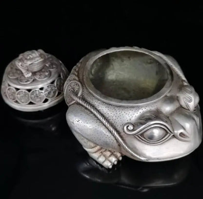 China White copper gold toad Incense burner crafts statue