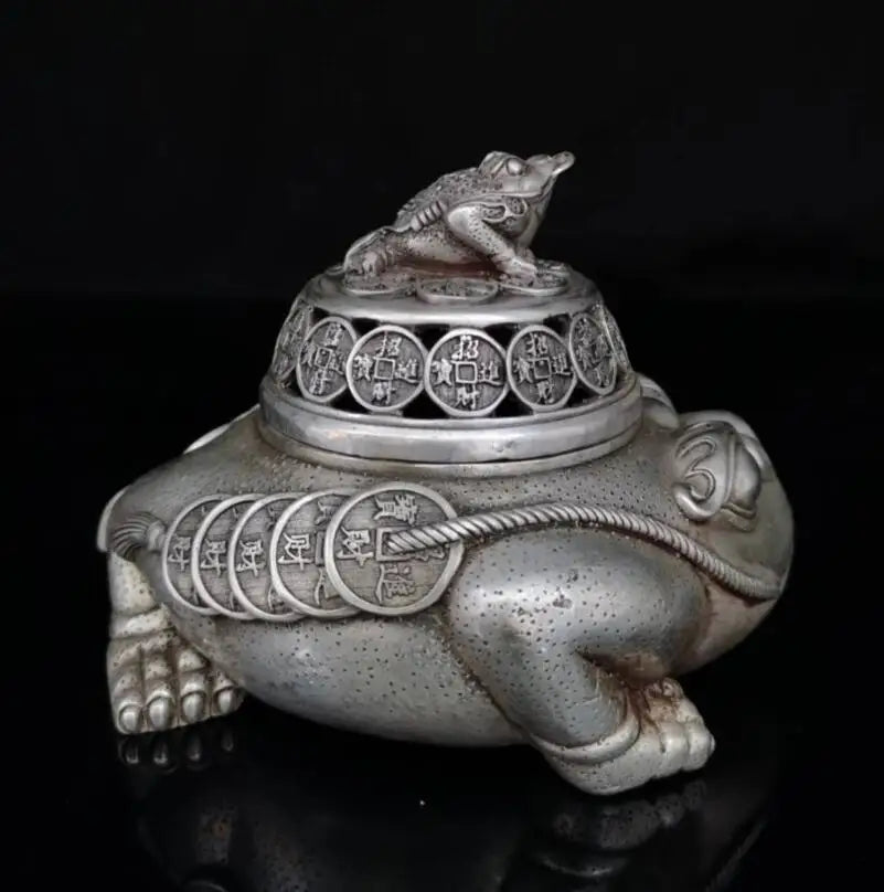China White copper gold toad Incense burner crafts statue