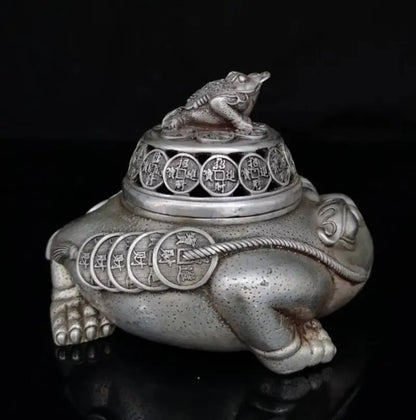 China White copper gold toad Incense burner crafts statue