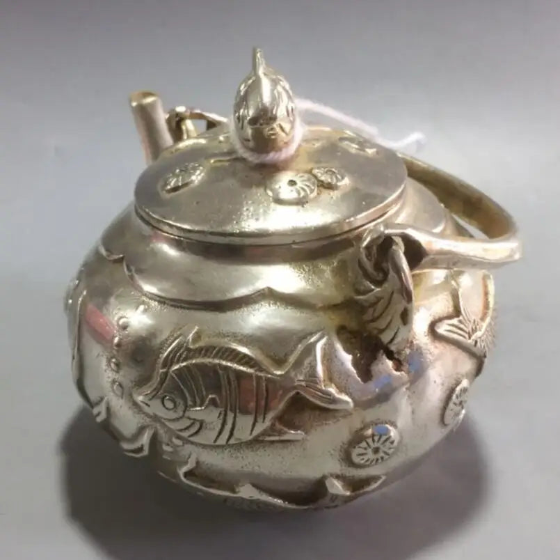 China White copper goldfish teapot crafts statue