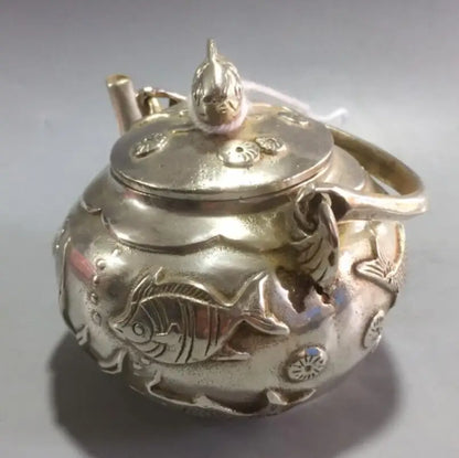 China White copper goldfish teapot crafts statue