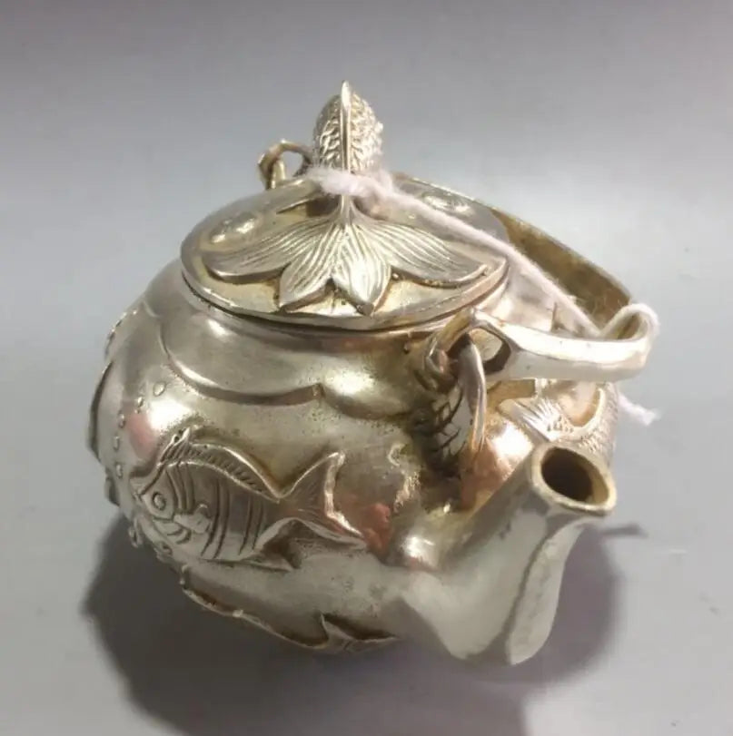 China White copper goldfish teapot crafts statue