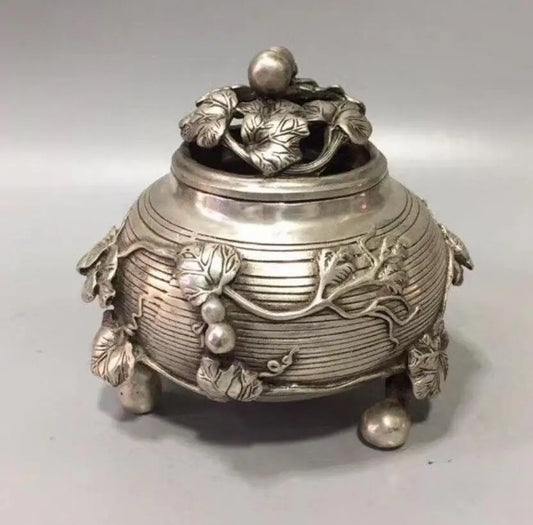 China White copper gourd incense burner crafts statue