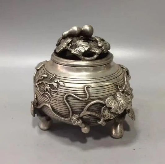 China White copper gourd incense burner crafts statue