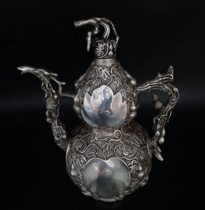 China White copper gourd teapot crafts statue