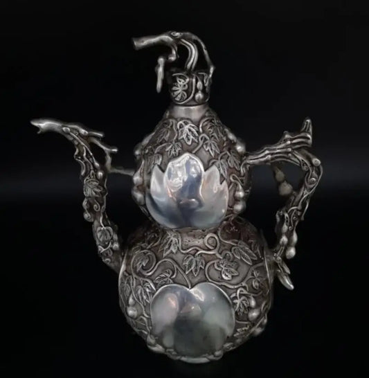 China White copper gourd teapot crafts statue