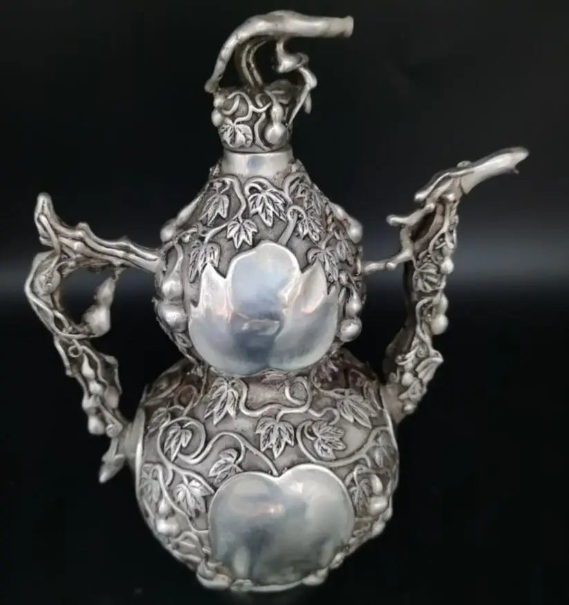 China White copper gourd teapot crafts statue
