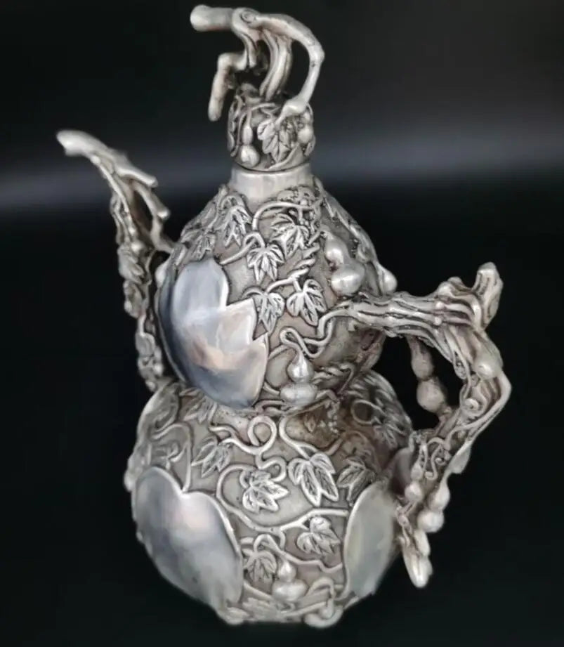 China White copper gourd teapot crafts statue