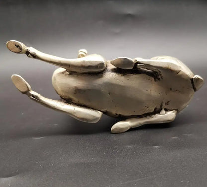 China White copper immortal Riding deer crafts statue