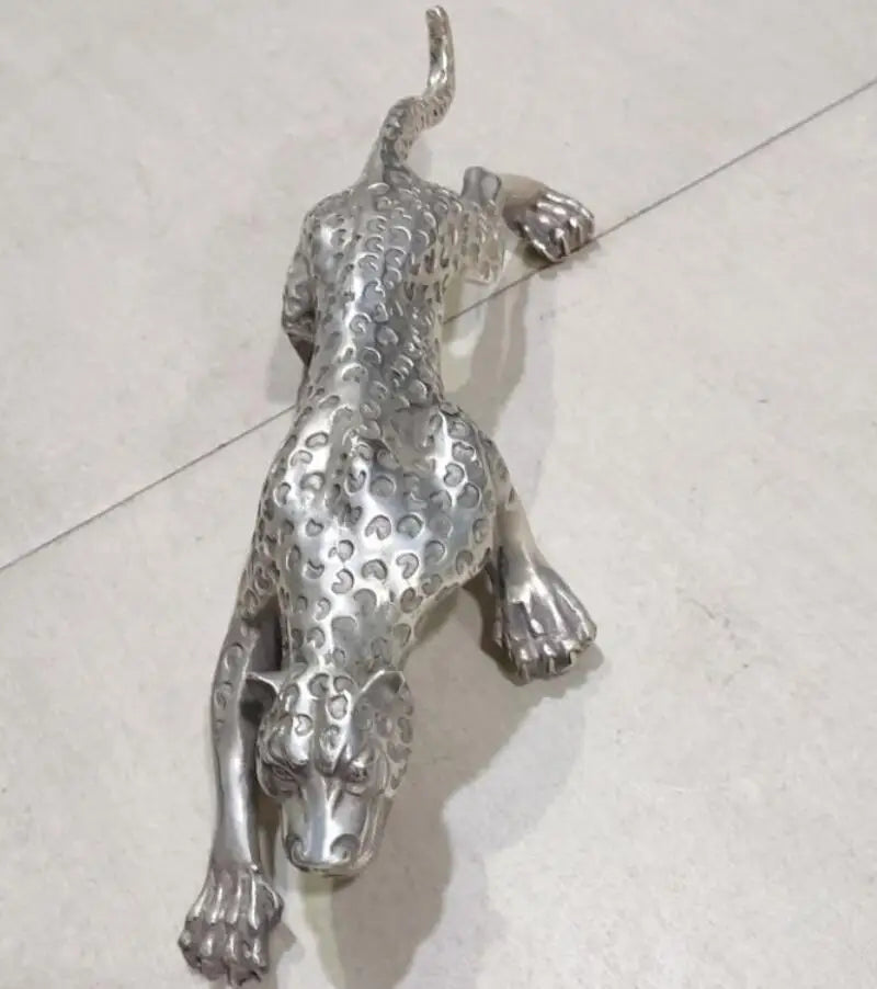 China White copper leopard crafts statue