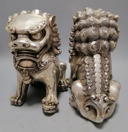 China White copper lion crafts statue A pair
