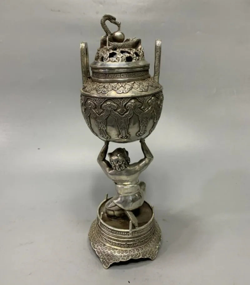 China White copper lohan Incense burner crafts statue