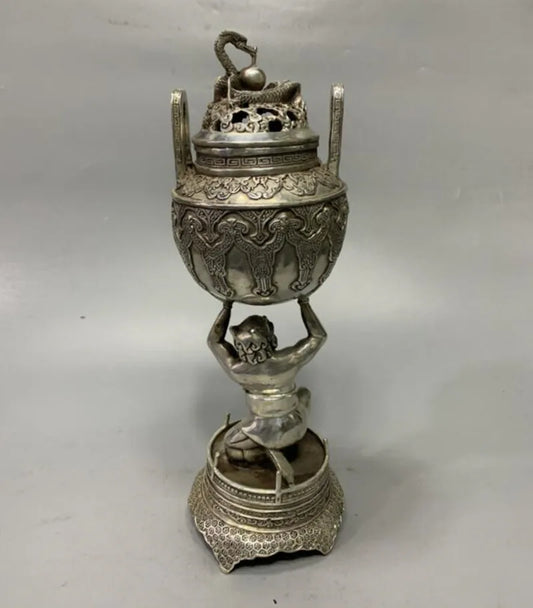 China White copper lohan Incense burner crafts statue