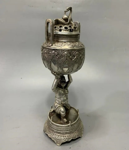 China White copper lohan Incense burner crafts statue