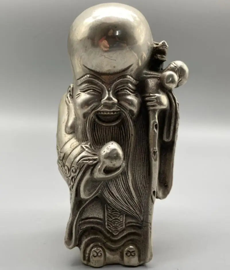 China White copper longevity Buddha crafts statue