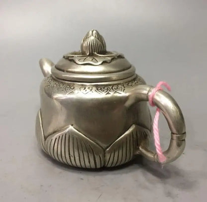 China White copper lotus teapot crafts statue