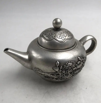 China White copper lotus teapot crafts statue