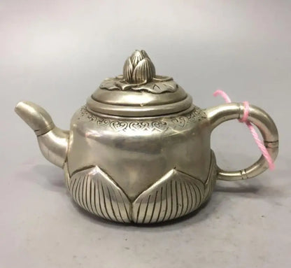 China White copper lotus teapot crafts statue