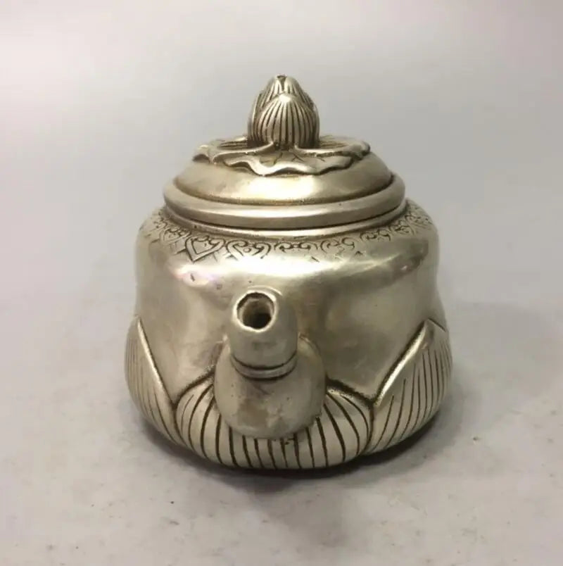 China White copper lotus teapot crafts statue