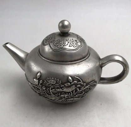 China White copper lotus teapot crafts statue