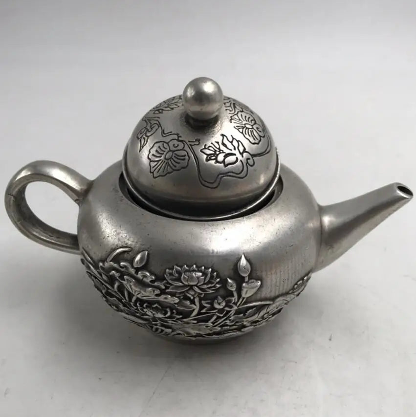 China White copper lotus teapot crafts statue