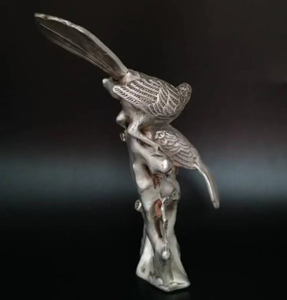 China White copper magpie alighted on plum branch crafts statue