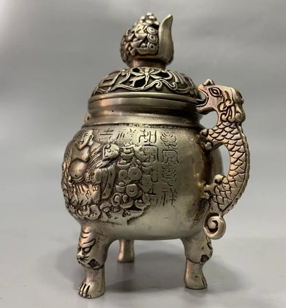 China White copper maitreya Buddha Incense burner crafts statue