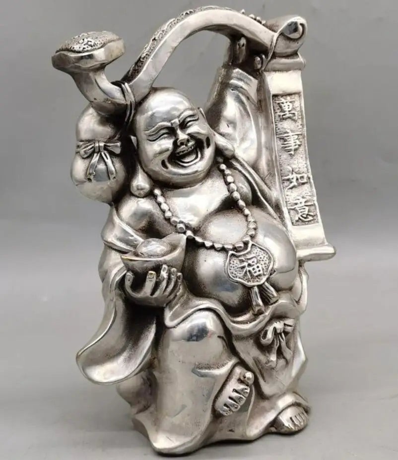 China White copper maitreya Buddha wealth crafts statue