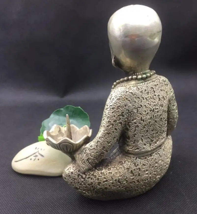 China White copper monk wax candlestick crafts statue