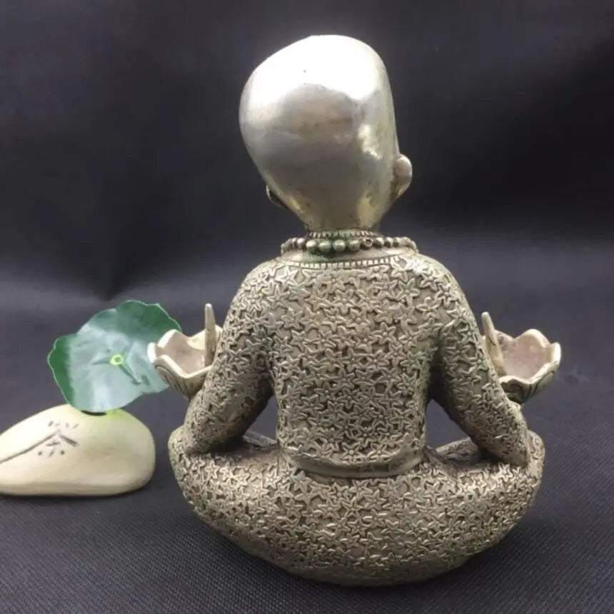 China White copper monk wax candlestick crafts statue