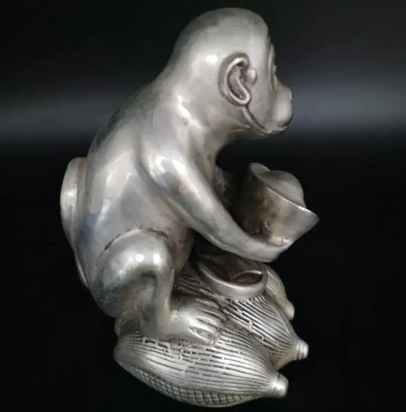 China White copper monkey Ingots crafts statue