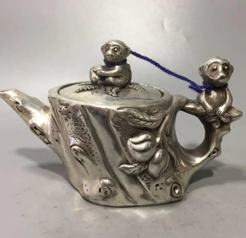 China White copper monkey teapot crafts statue