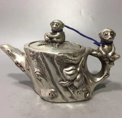 China White copper monkey teapot crafts statue