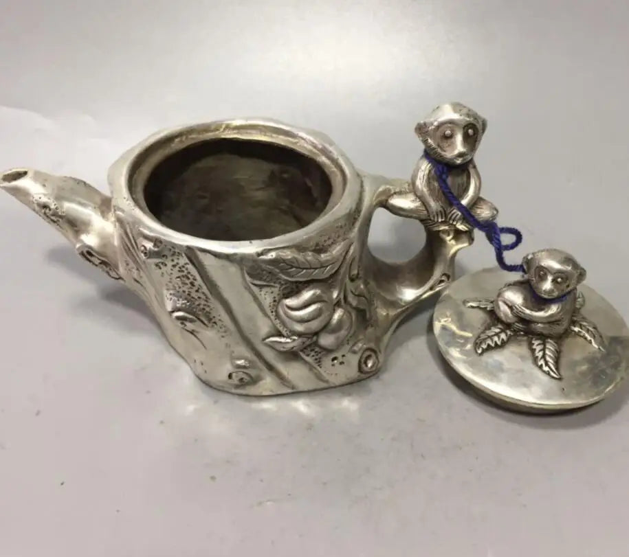 China White copper monkey teapot crafts statue